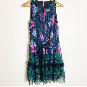 Anna Sui- Ruffled Floral Silk Dress- Size 2